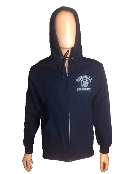 Cornell Full Zip Hooded Sweatshirt w. Emblem-Navy